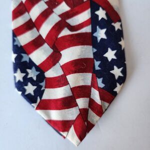 Paris Tie American Flag Mens Neckie Silk God Bless America Vintage 3.5" x 56"